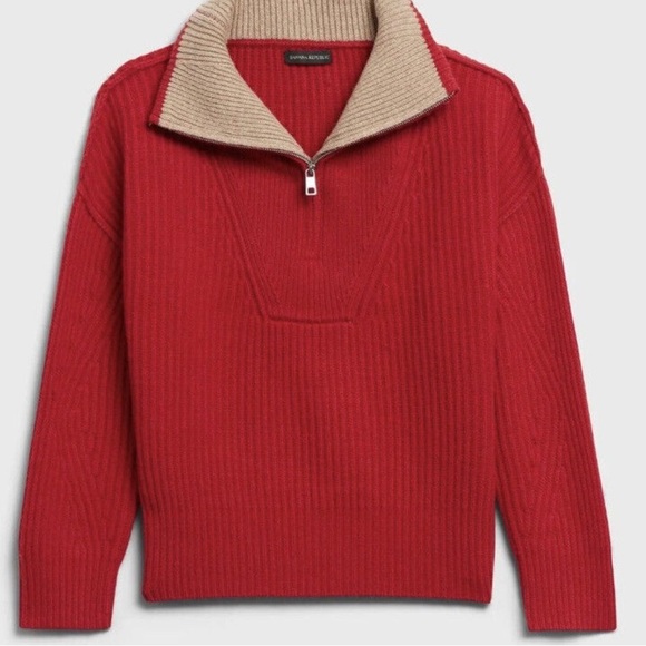 NWT BANANA REPUBLIC HALF ZIP STAND COLLAR SWEATER wool cashmere blend - Picture 8 of 16